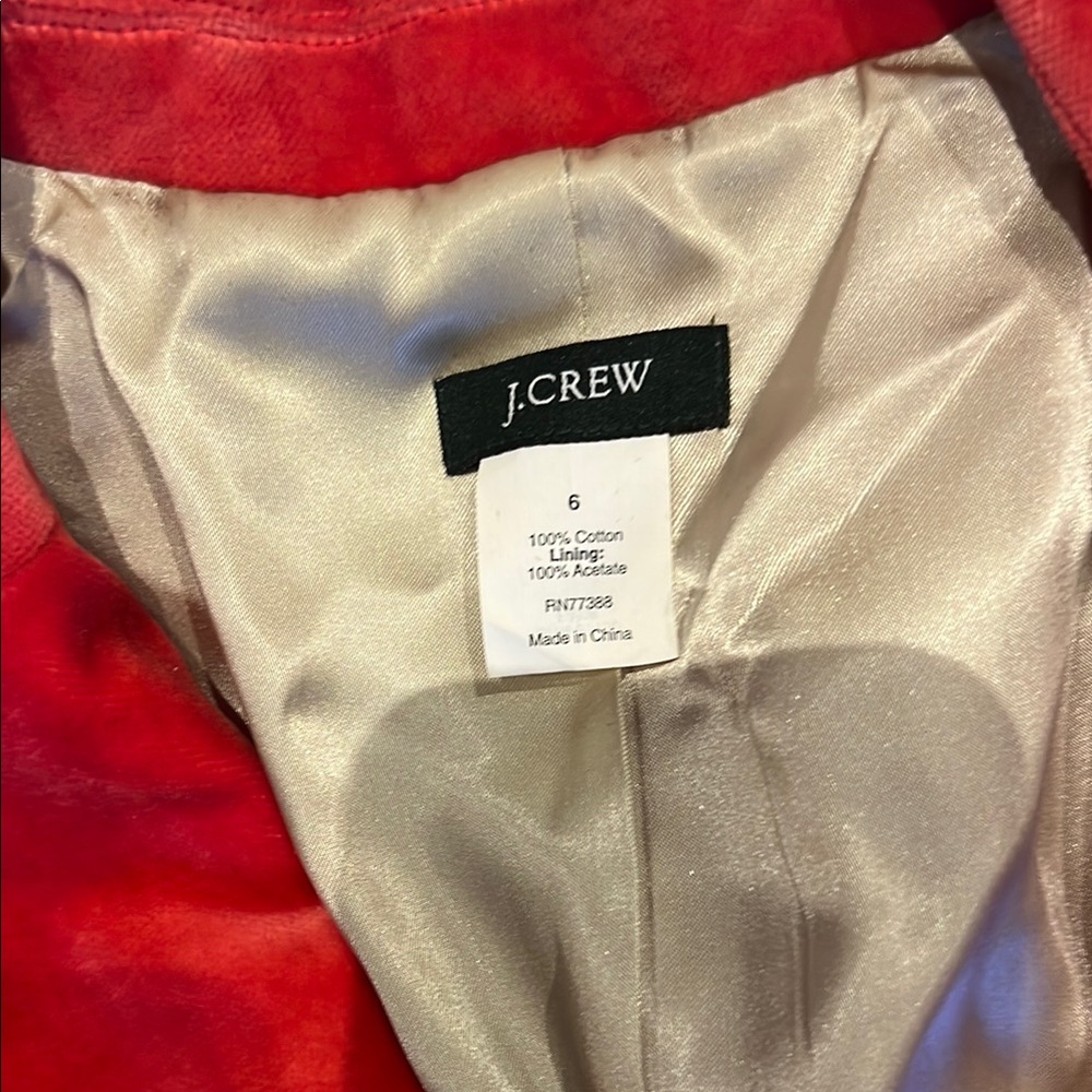 J.crew Elegant Red Velvet Women's Blazer - Picture 3 of 4